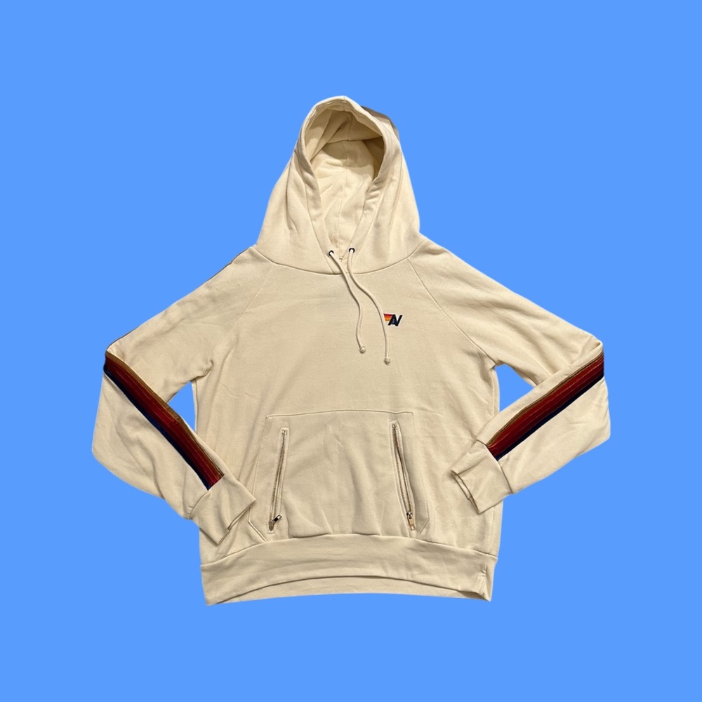 Aviator Nation Classic Velvet Stripe Vintage White Hoodie
